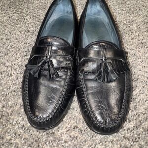 Towncraft SZ 11 Mens Black Leather Tassel Kiltie Loafers YSL Style Dress Shoes